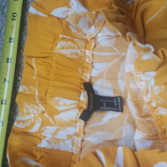 Wide leg pants, High Waist, Forever 21, gold/mustard floral, size Small - Picture 5 of 10